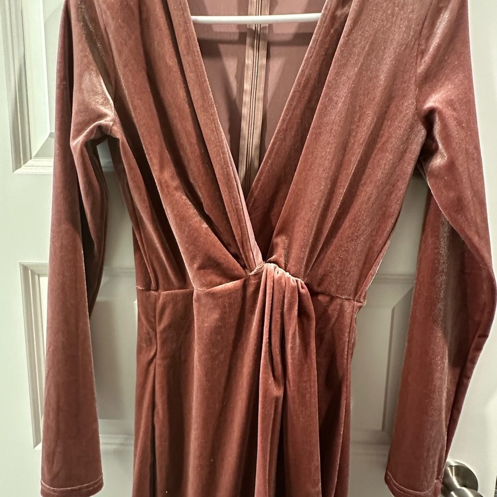 Elegant Velvet Wrap Dress in Pink